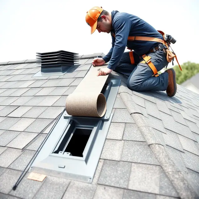 Ridge vent being installed on a new asphalt shingle roof in Harrisburg, PA
