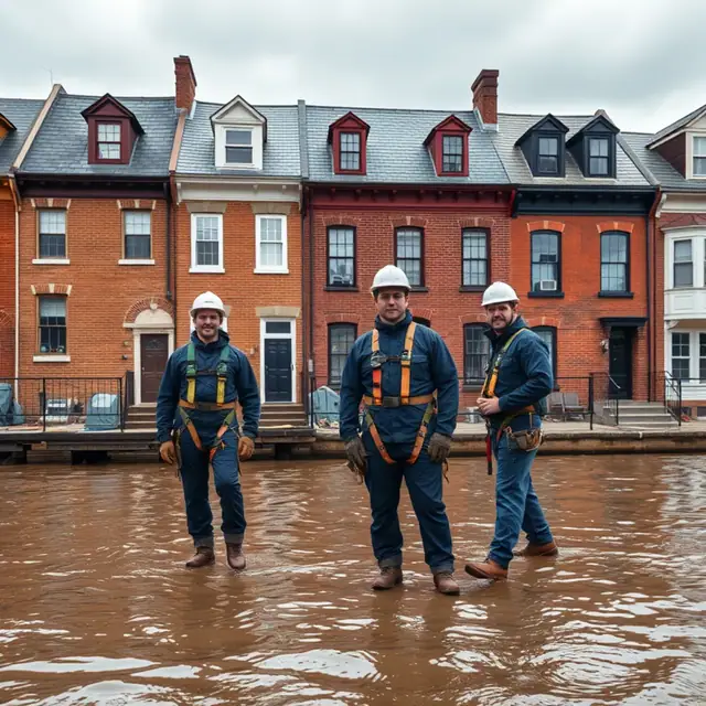 Historic riverfront homes in Shipoke, Harrisburg, PA along the Susquehanna