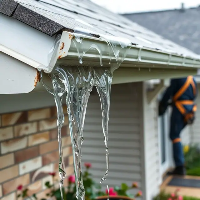 Water overflowing a gutter and running down the fascia of a Harrisburg, PA home