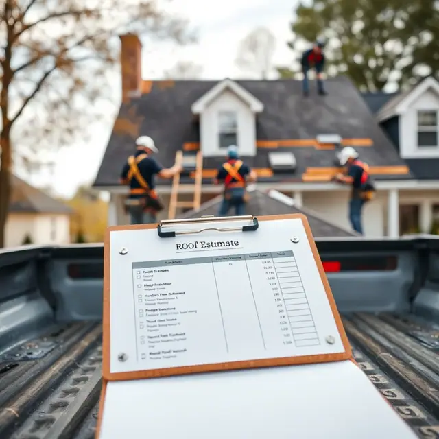 New shingle roof being installed on a Harrisburg, PA home with cost estimate paperwork