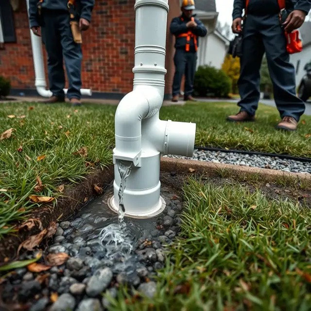 Downspout extension carrying roof water away from the foundation of a Harrisburg, PA home