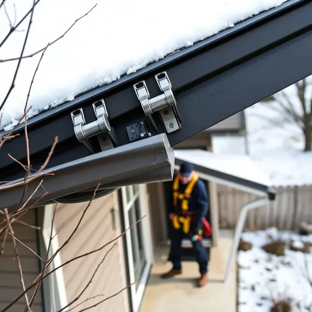 Snow guards installed along the eave of a metal roof in Central Pennsylvania