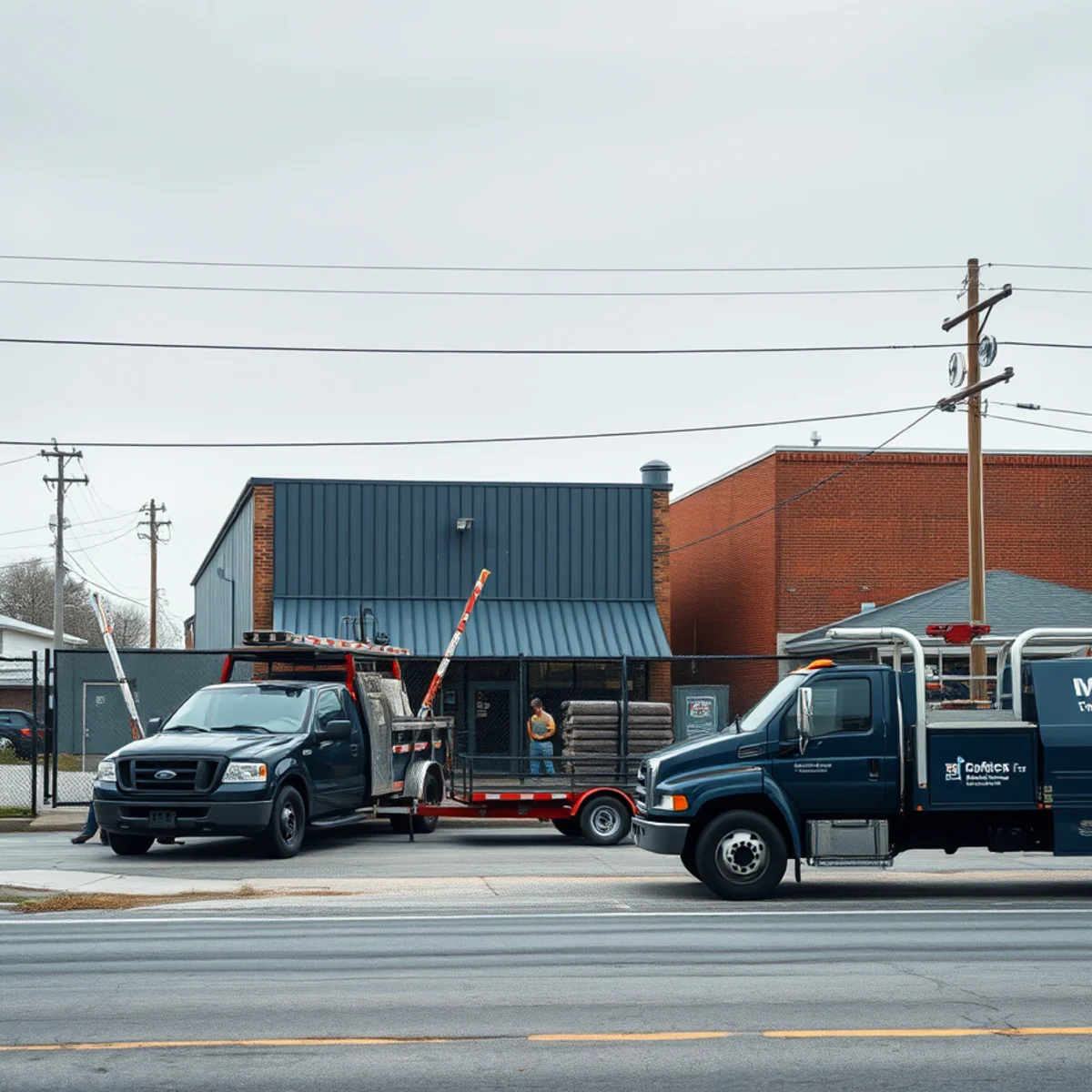 Capitol Roofers Harrisburg shop and work trucks on N Cameron Street in the 17103