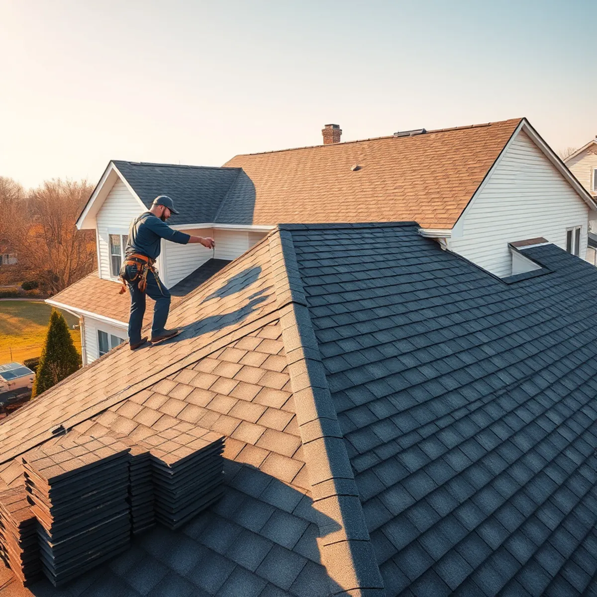 New architectural asphalt shingle roof installed on a Harrisburg, PA suburban home