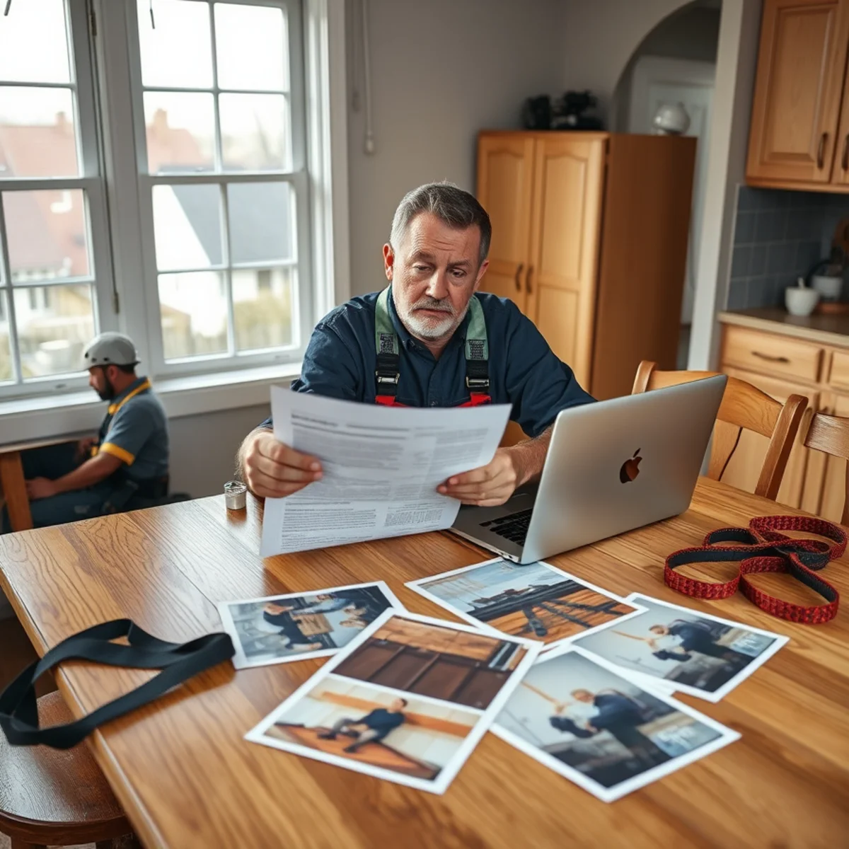 Homeowner reviewing an insurance policy after a roof leak in Pennsylvania