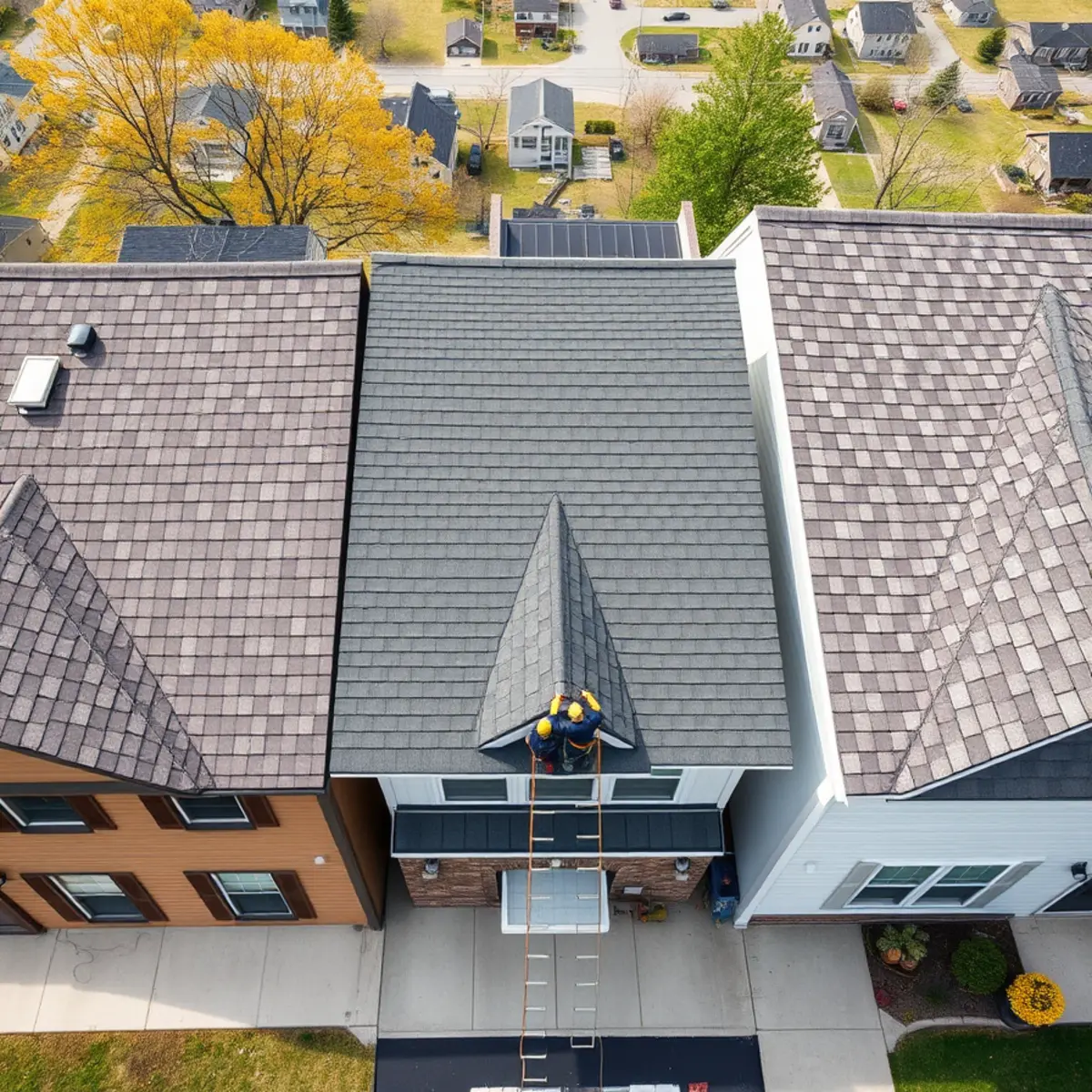 Aging and new roofs side by side on Central Pennsylvania homes