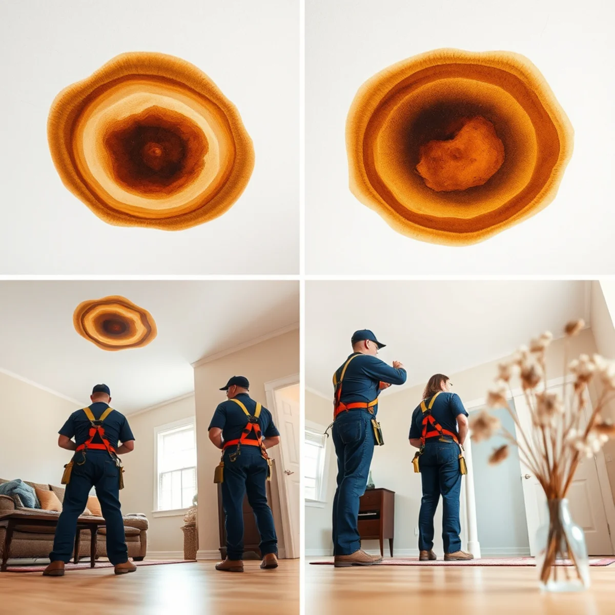 Multiple separate ceiling water stains in different rooms of the same house