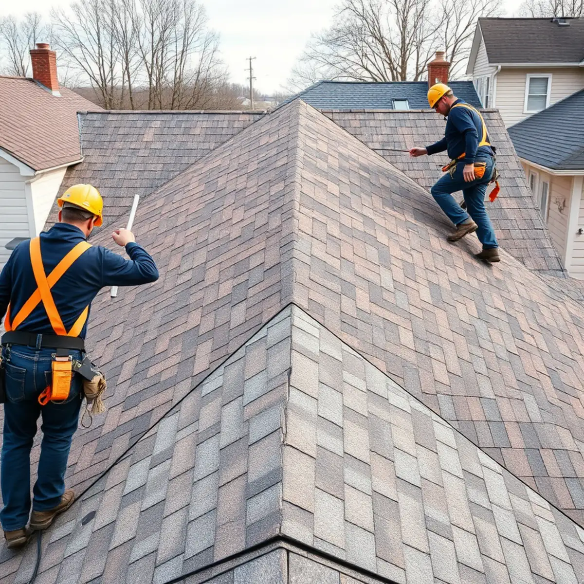 Visibly mismatched shingle patch on the front elevation of a home