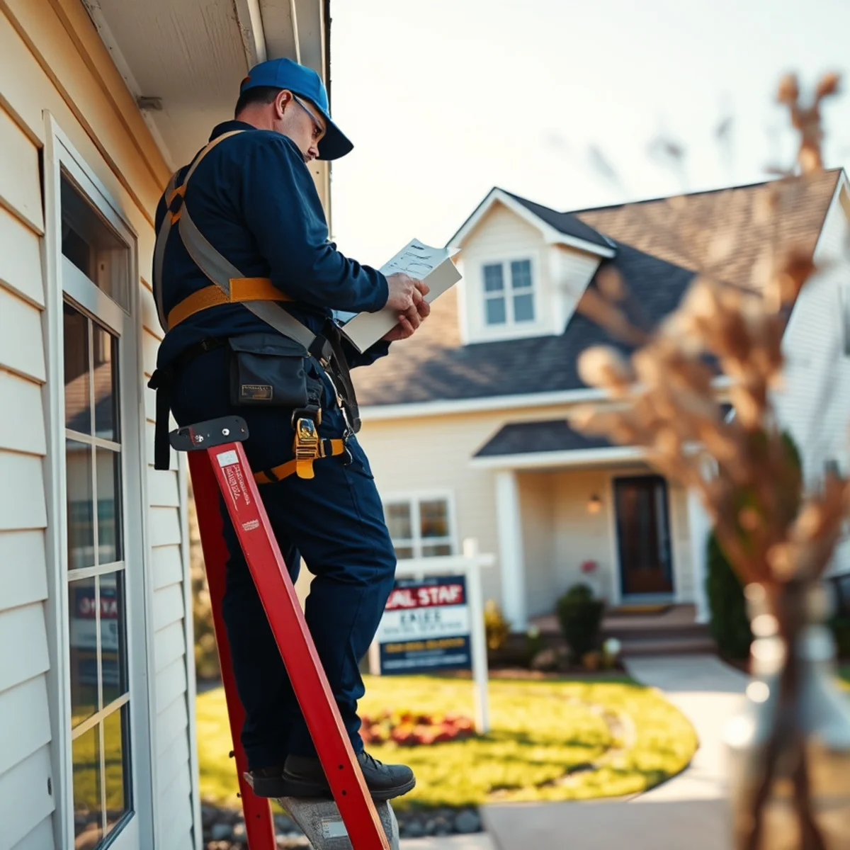 Home inspector examining an end-of-life roof during a pre-sale inspection