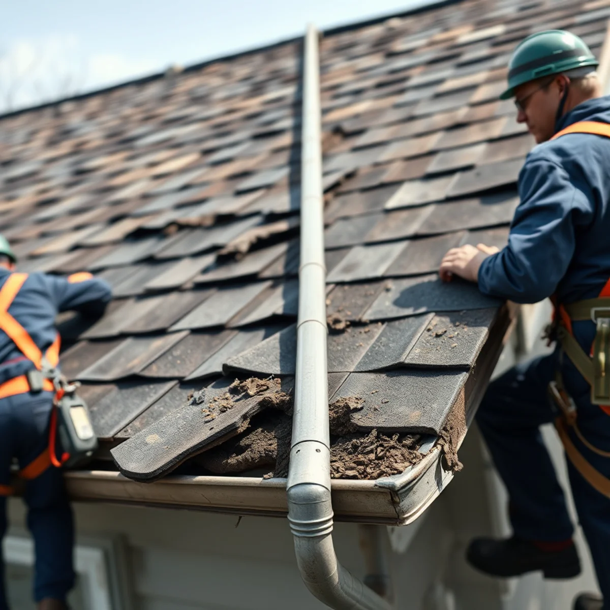 Curling and granule-worn shingles on an aging Harrisburg, PA roof