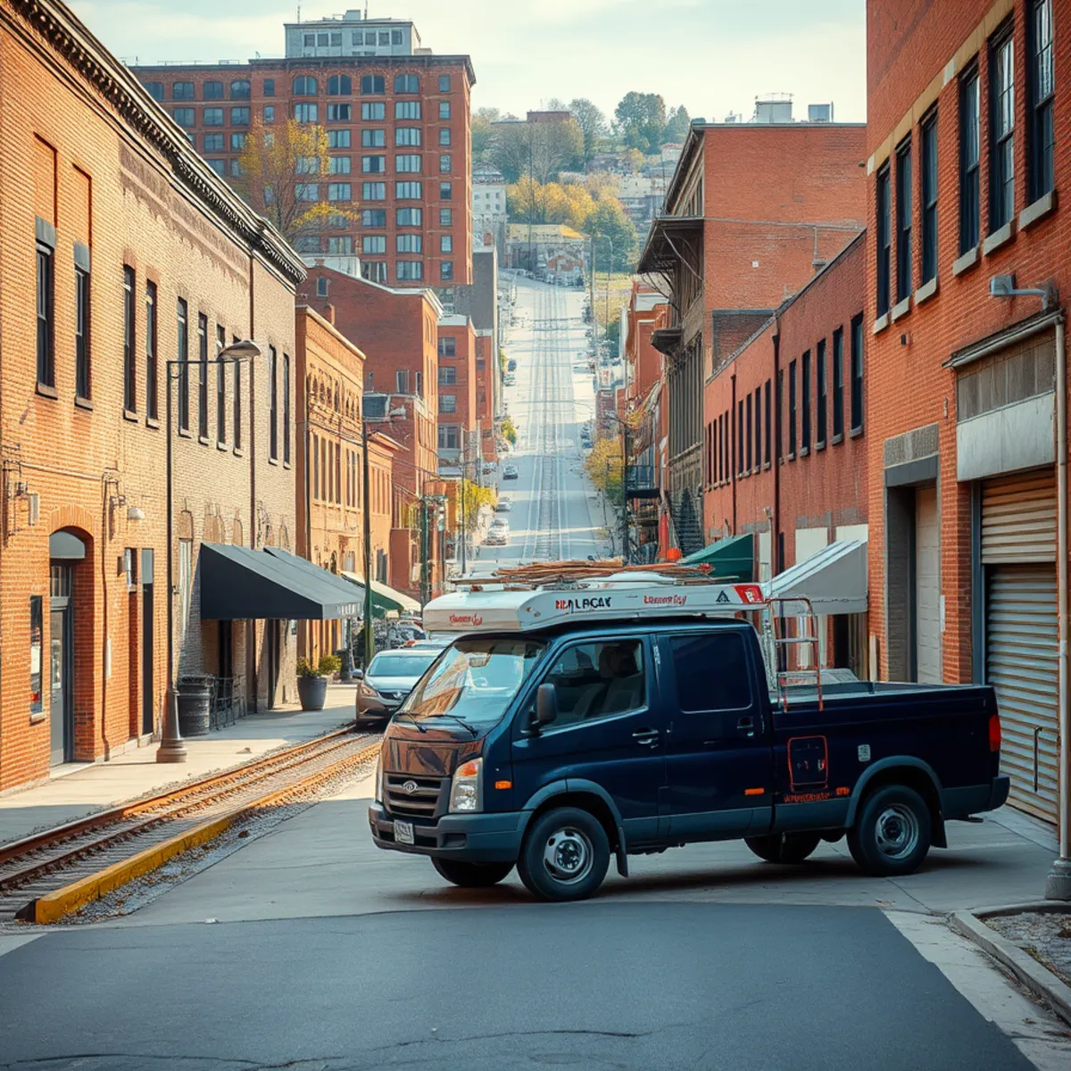 Capitol Roofers truck on N Cameron Street in Uptown Harrisburg, PA
