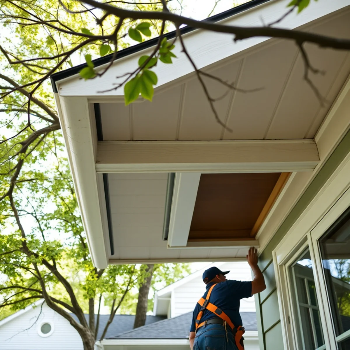 Original solid wood soffit providing no intake ventilation on a 1950s Camp Hill, PA home