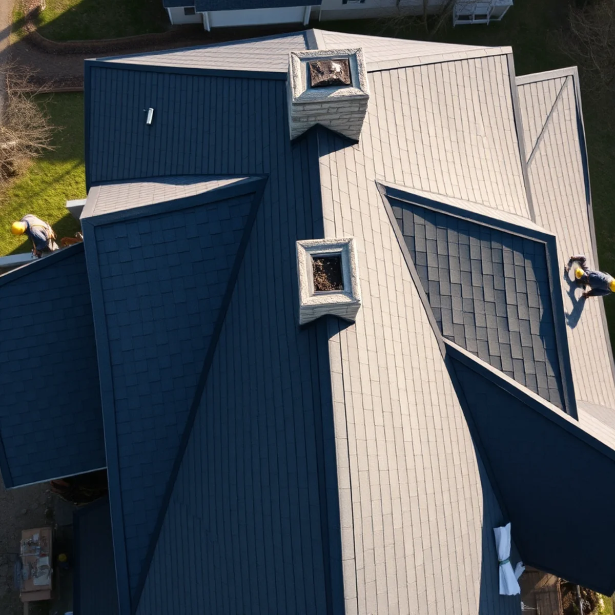 Roof tie-ins between an original farmhouse and later additions near Dillsburg, PA
