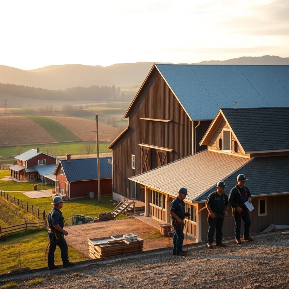 Farmhouse and bank barn with metal roofs near Dillsburg, PA