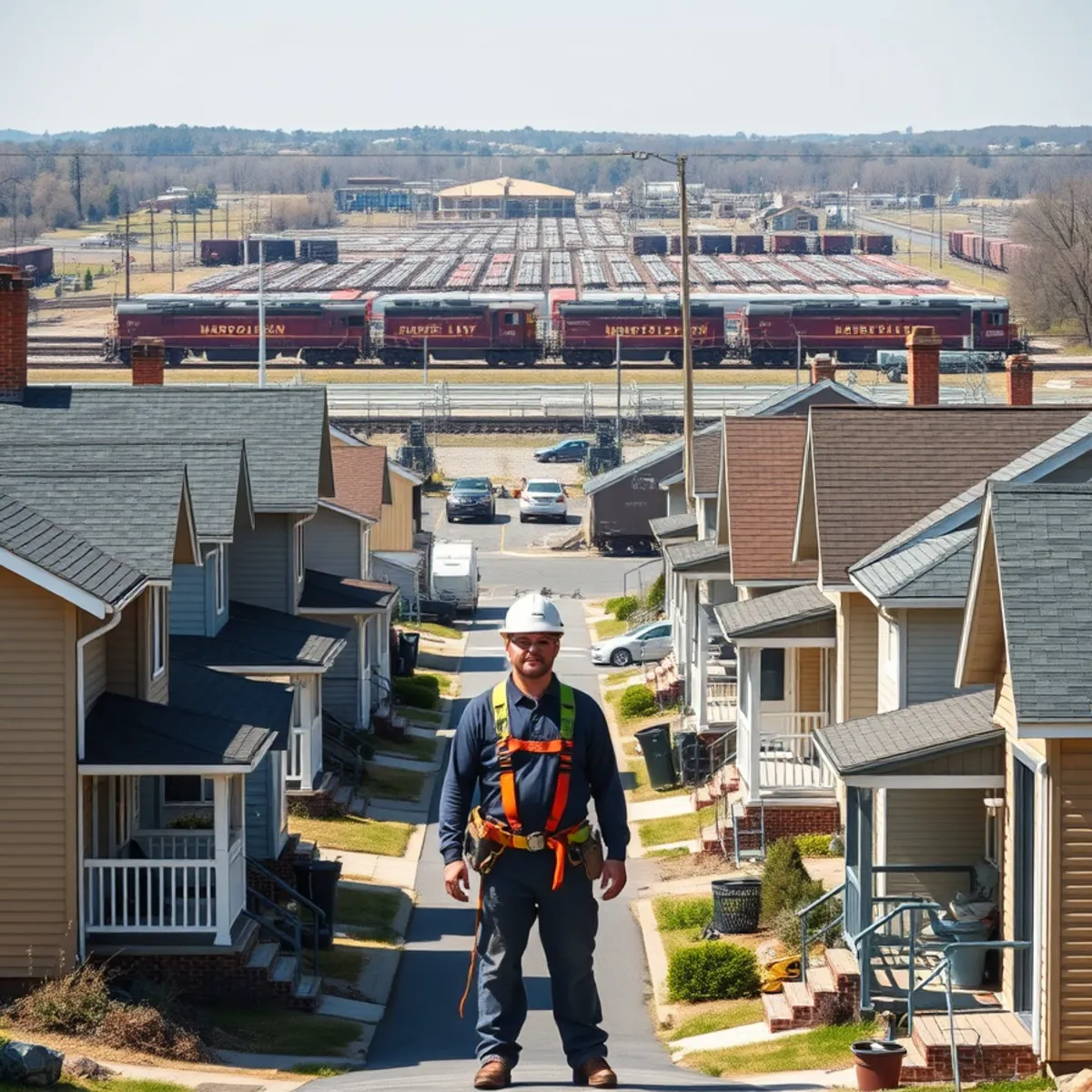 Rail-town homes with new roofs in Enola, PA near the Norfolk Southern yard