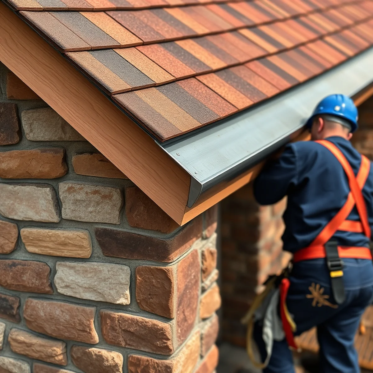 Counterflashing detail against soft brownstone masonry in Hummelstown, PA
