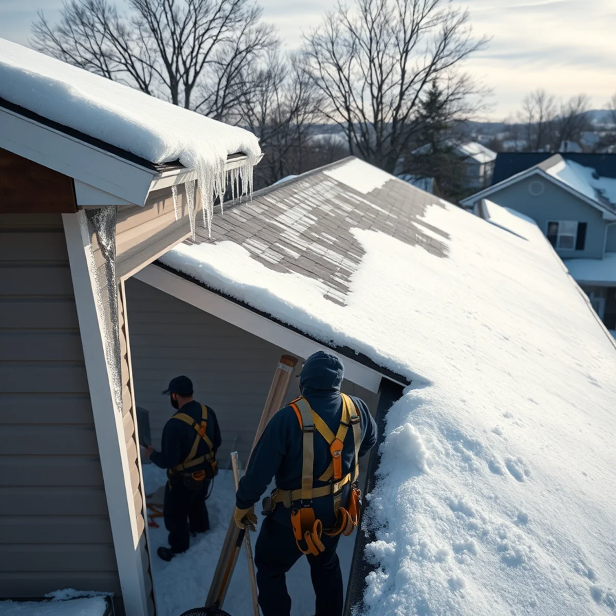 Heavier snow accumulation on roofs in the higher ground around Linglestown, PA