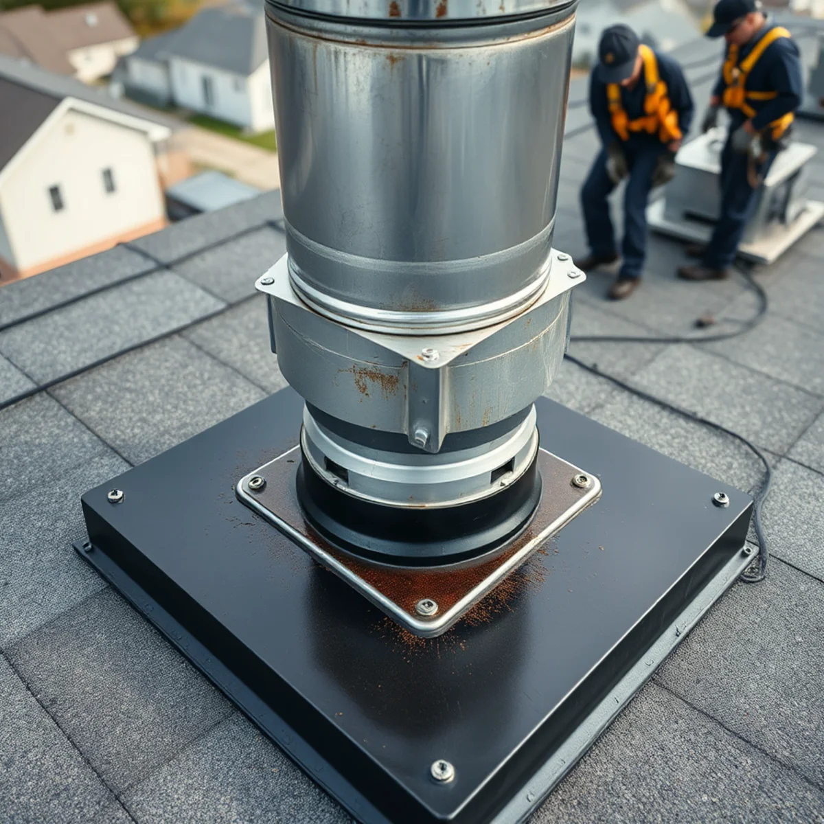 Grease containment and compatible membrane around a kitchen exhaust on a restaurant roof in Lower Allen Township, PA