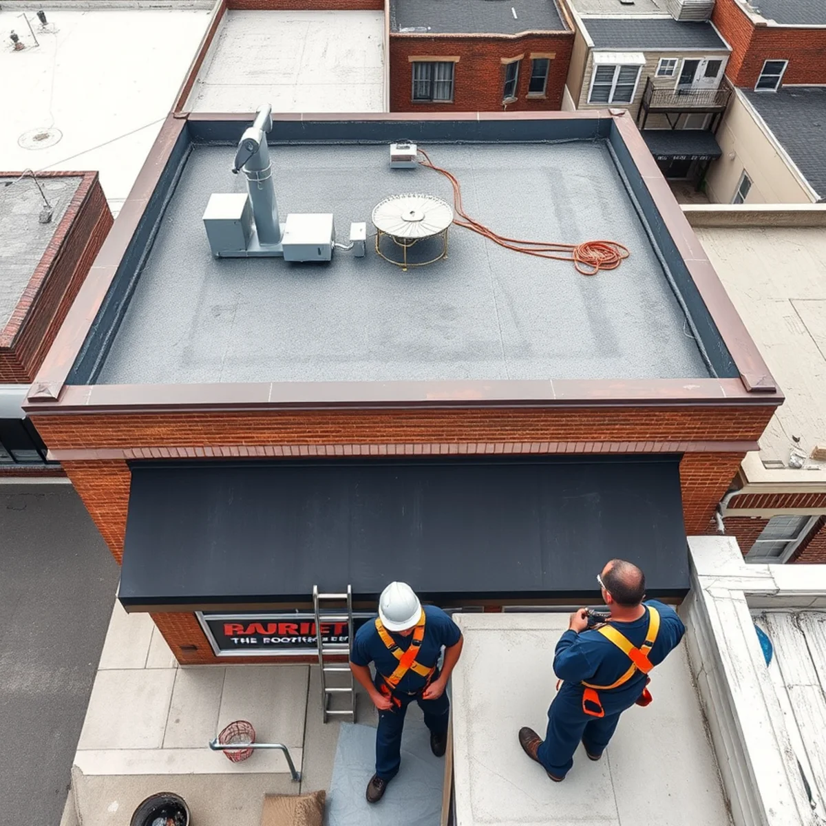 Low-slope roof over an occupied storefront with an apartment above in Progress, PA