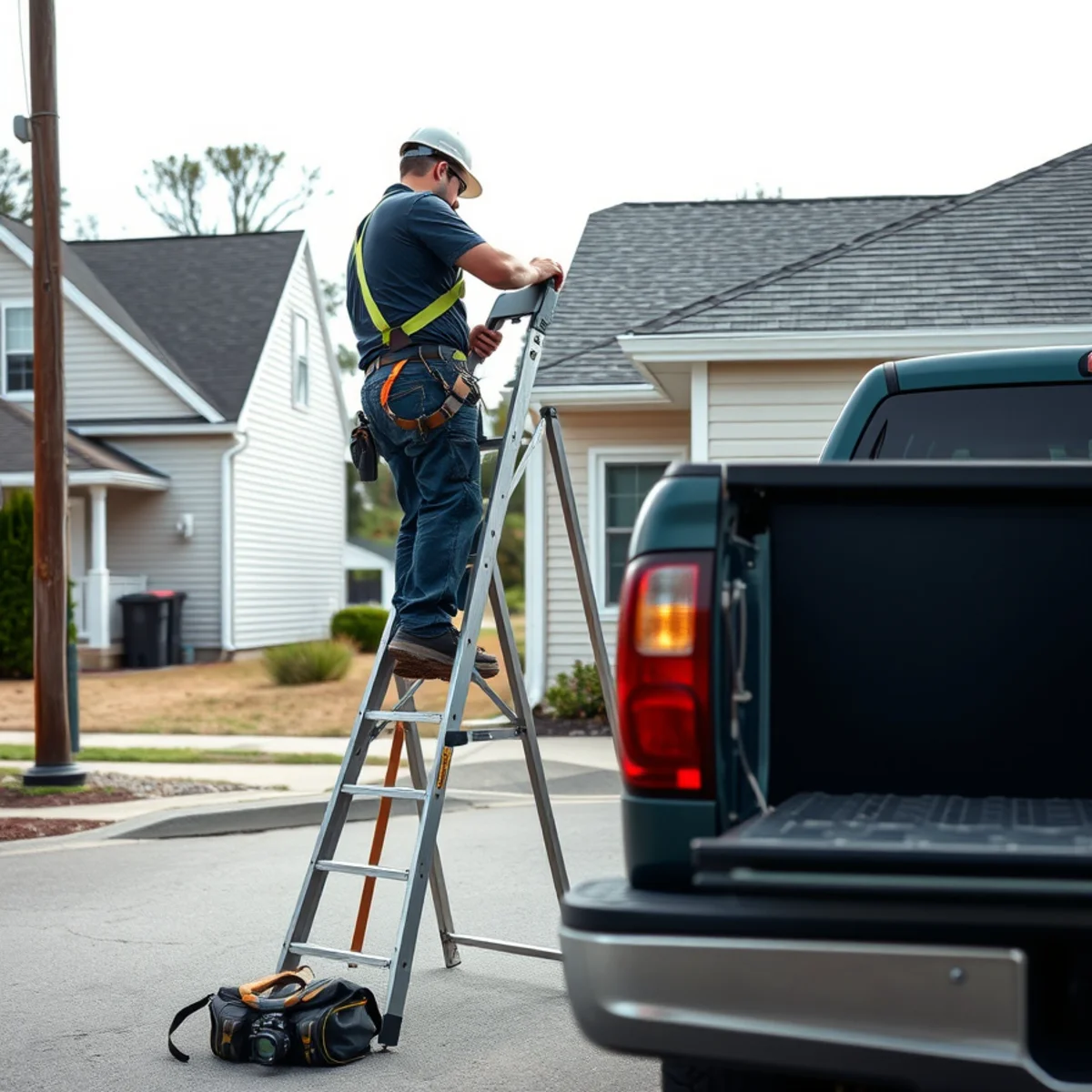 Single flashing repair being carried out on a modest Shiremanstown, PA home