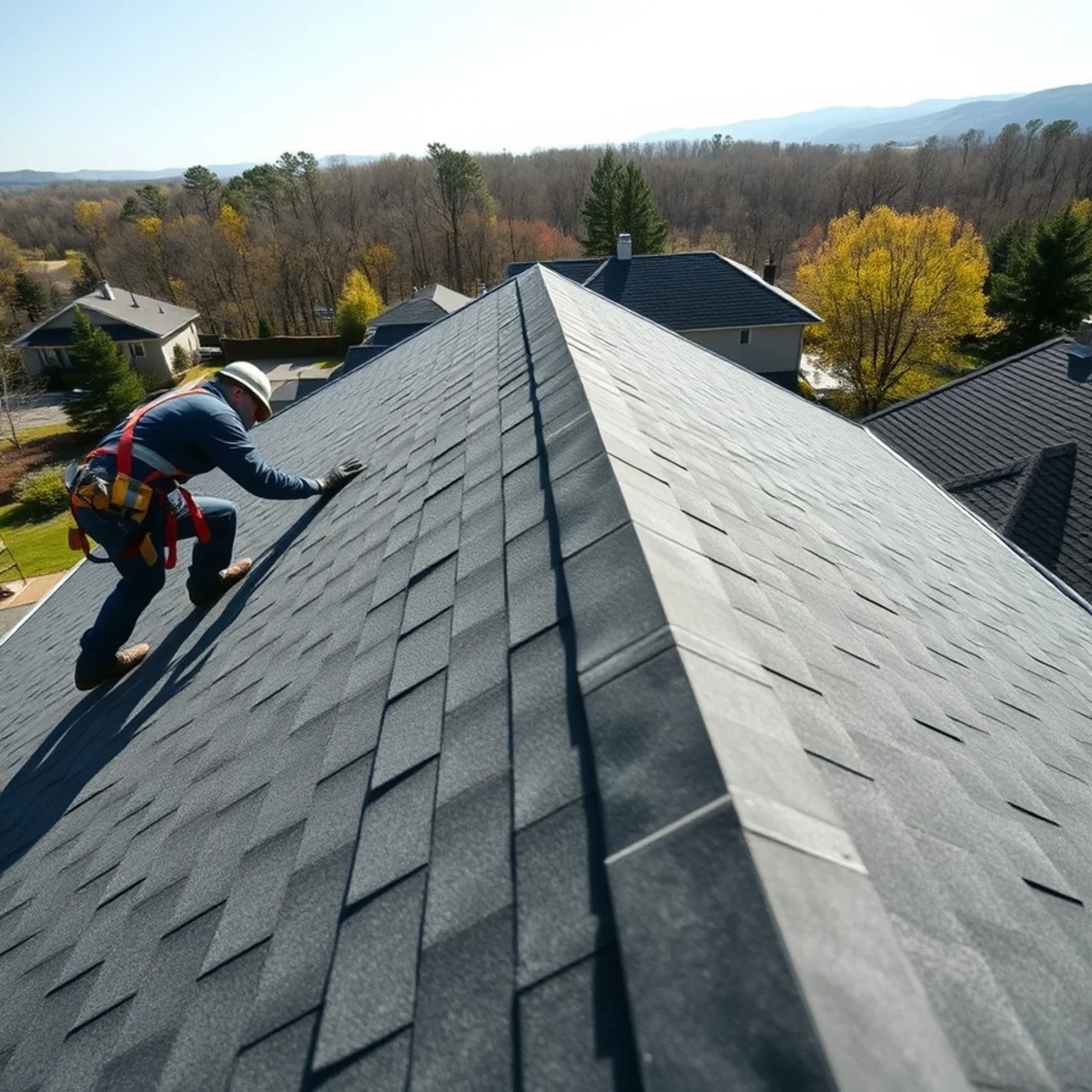 Exposed ridge-top roof taking high wind loads in Skyline View, PA