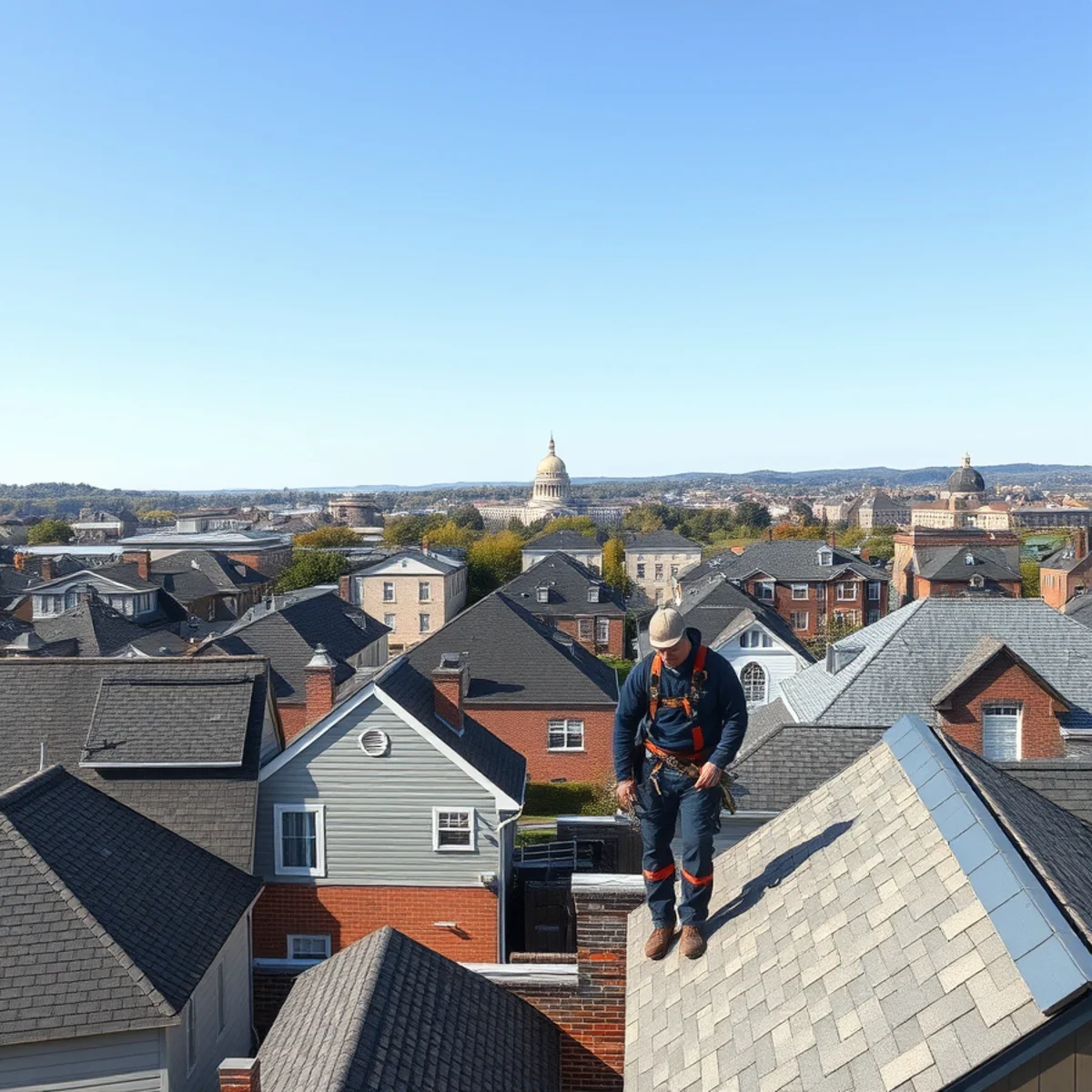 Harrisburg, PA rooftops and the Susquehanna River valley served by Capitol Roofers